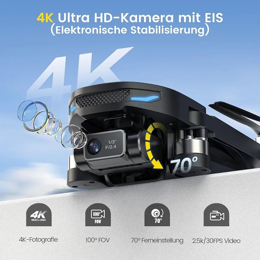 DEERC D65 – Dron z Kamerą 4K, 2-Axis Gimbal, GPS i 5G