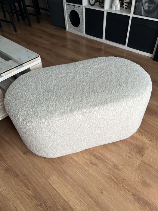 Pufa OREBO naturalna biel/tkanina pluszowa