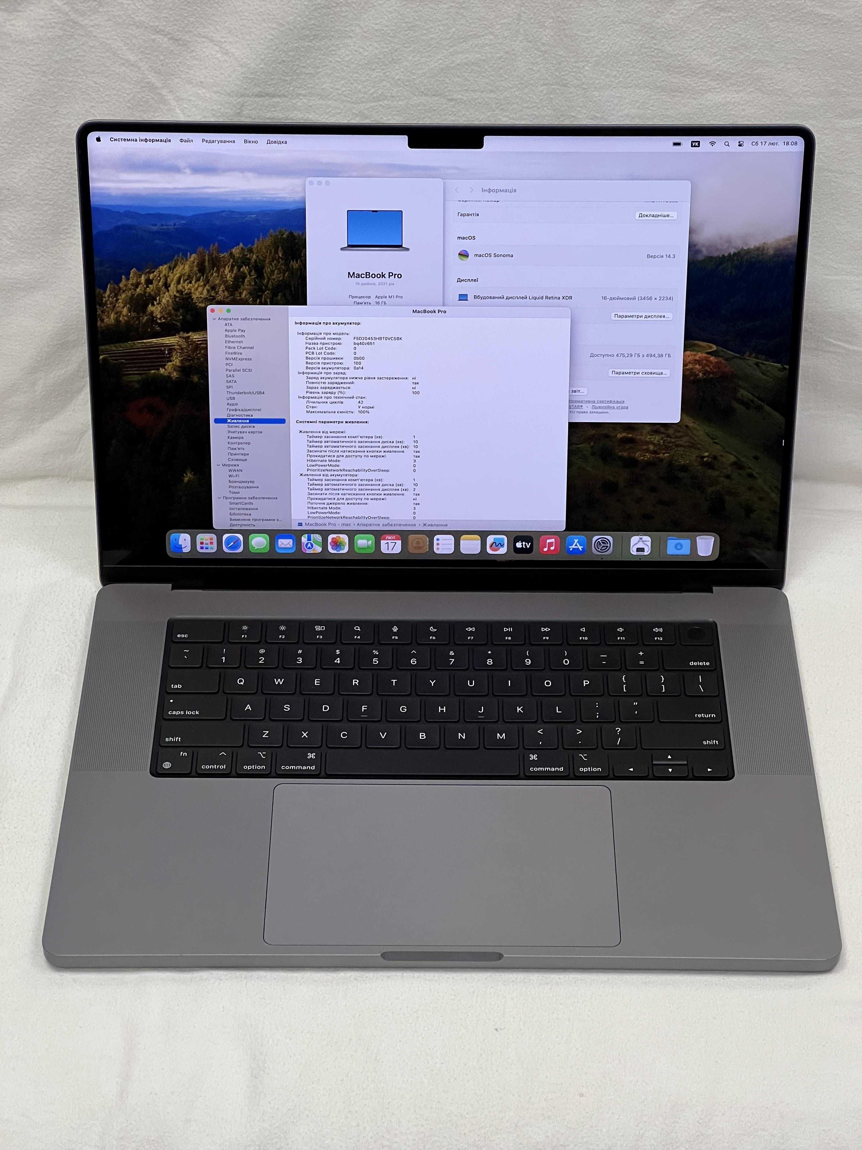 MacBook Pro 16.2”. 2021 M1 Pro, 16RAM/512SSD ,Space Grey