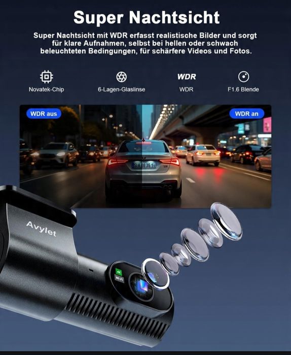 AVYLET Kamera Samochodowa 4K 1080P Przód Tył WiFi GPS