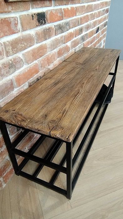 Szafka na buty loft – stare drewno i stal, darmowa dostawa