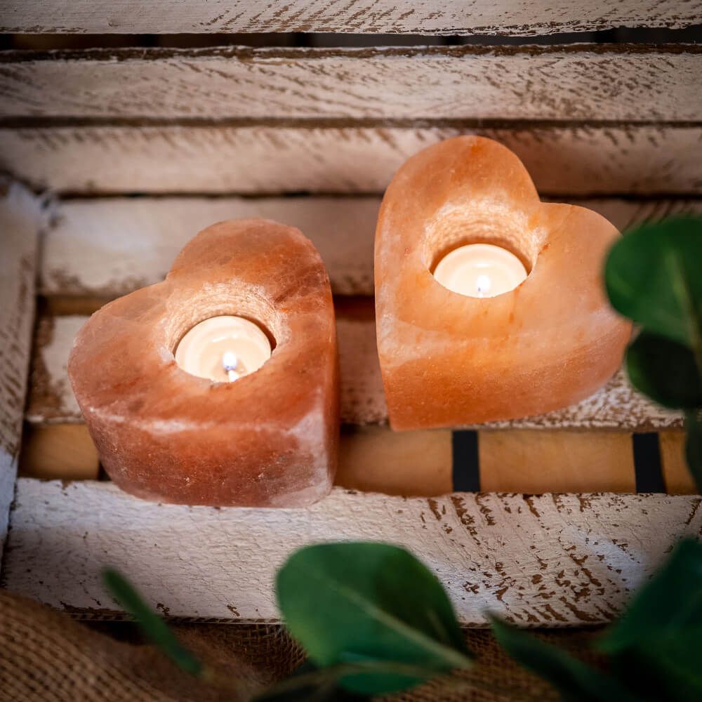 Świecznik solny naturalny - SERCE - jonizator tealight