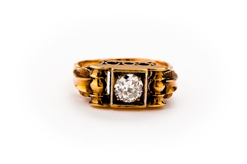 Stary Złoty Pierścionek - 5,05g - DIAMENT - ART-DECO - KRAKÓW