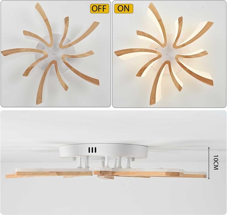 Naoeoon Nowoczesna lampa sufitowa LED, drewno, 4000 K