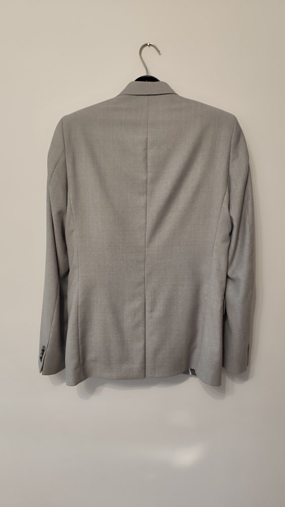 Szary garnitur H&M wełna Marlane - roz. 46 slim fit