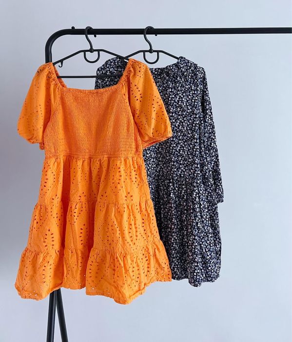 Плаття помаранчева сукня сарафан платье прошва Zara 7-8 128см