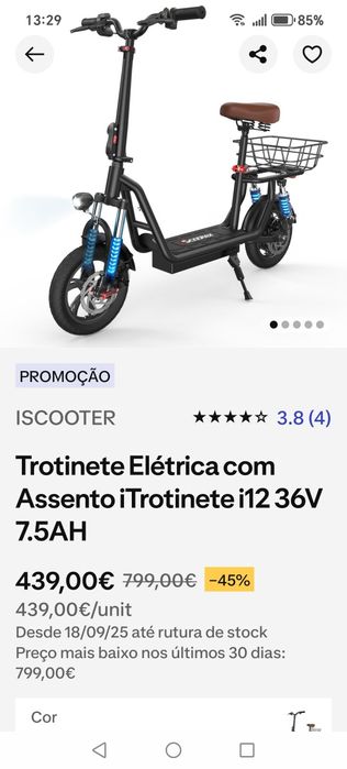 Iscooter i12 Nova, nem 10kms feitos, suspensão e travaoes de disco á f