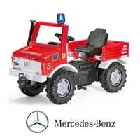 Czerwony Samochód terenowy Straż Mercedes Rolly Toys Unimog  Na pedały