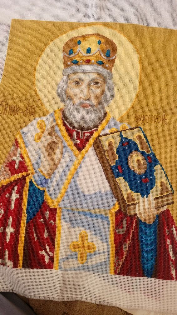 Вишита картина ікона "Св.Миколай"