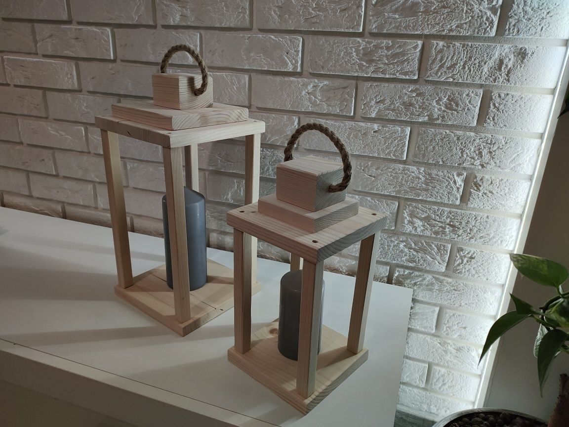 Lampiony drewniane - zestaw