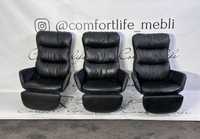 Комплект чорних шкіряних крісел/стільців/шкіряні дивани/меблі з Європи