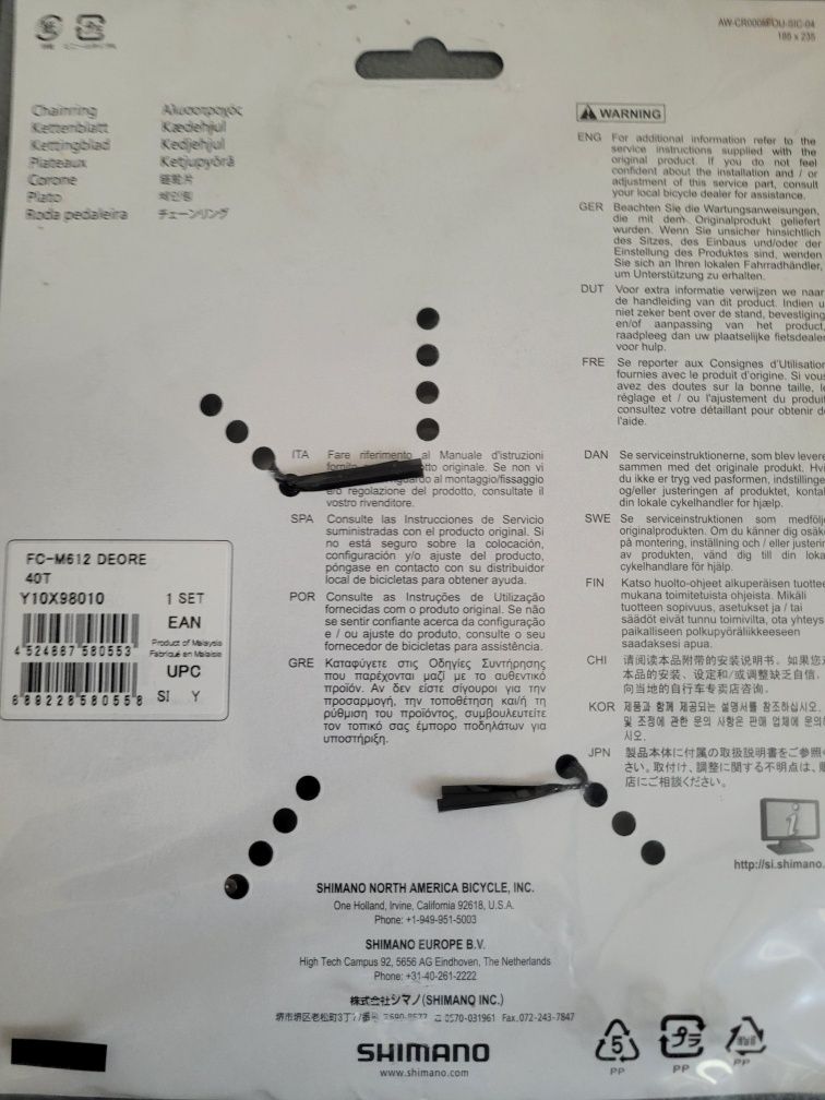 Tarcza mechanizmu SHIMANO FC-M612 40T