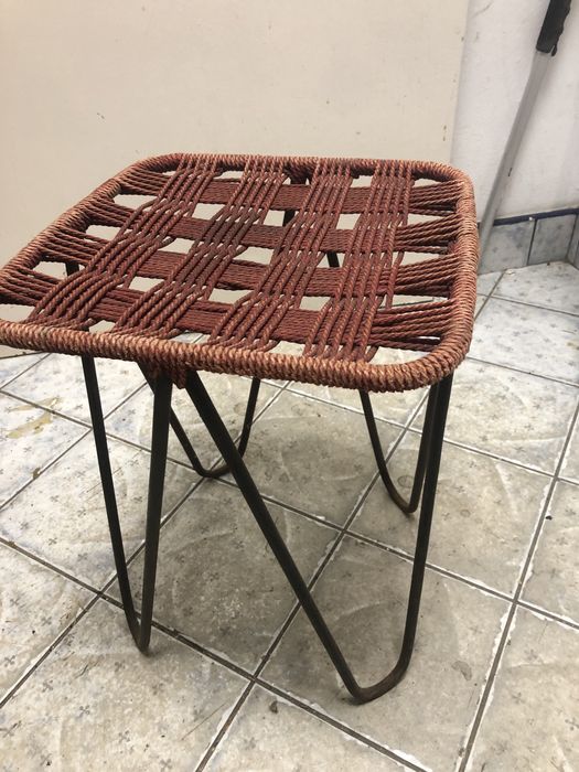 Stołek taboret prl stary projekt Wółkowski metalowy