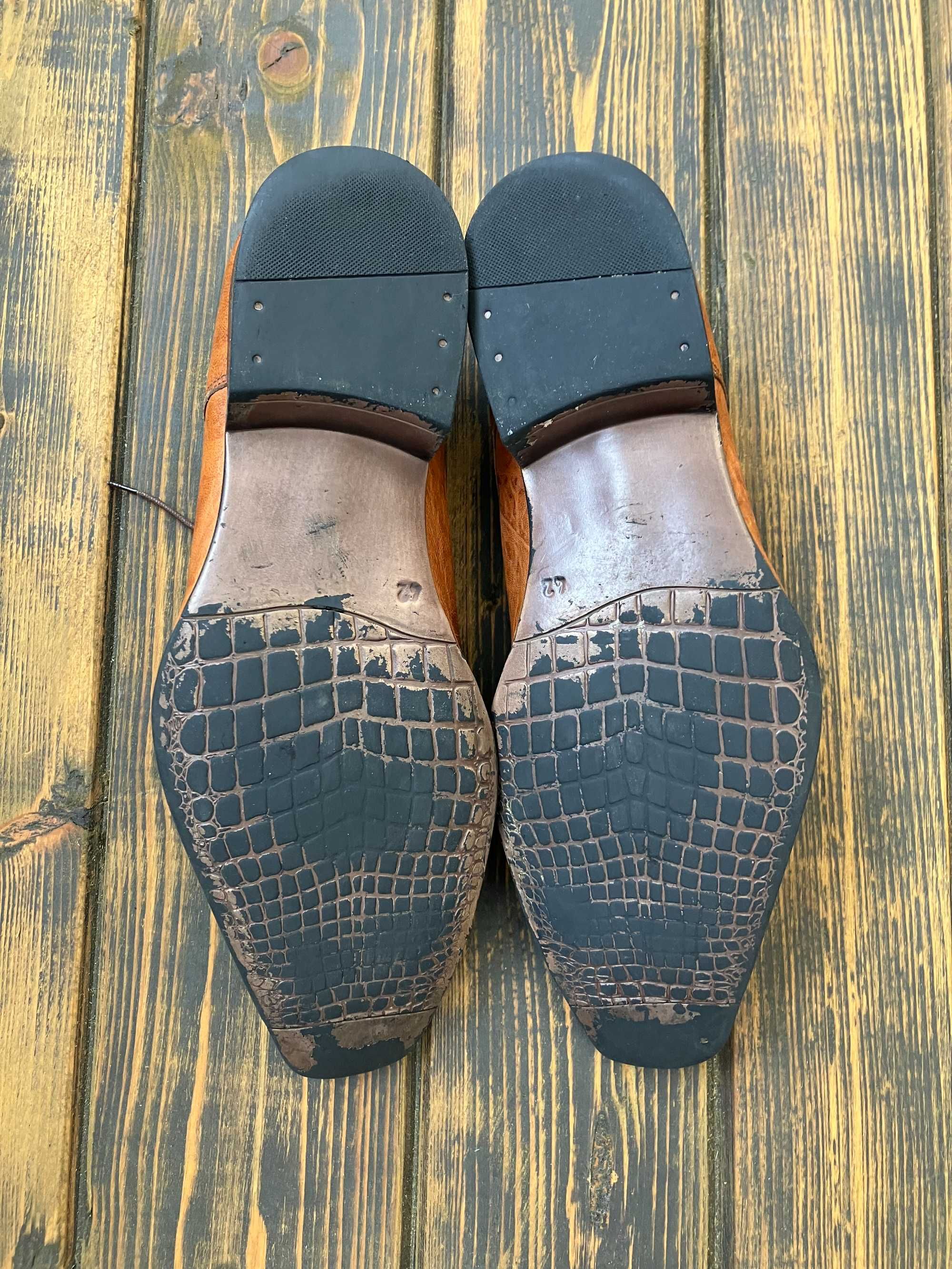 Kultowe klasyczne buty eleganckie wizytowe brązowe marki Avanti (nr42)