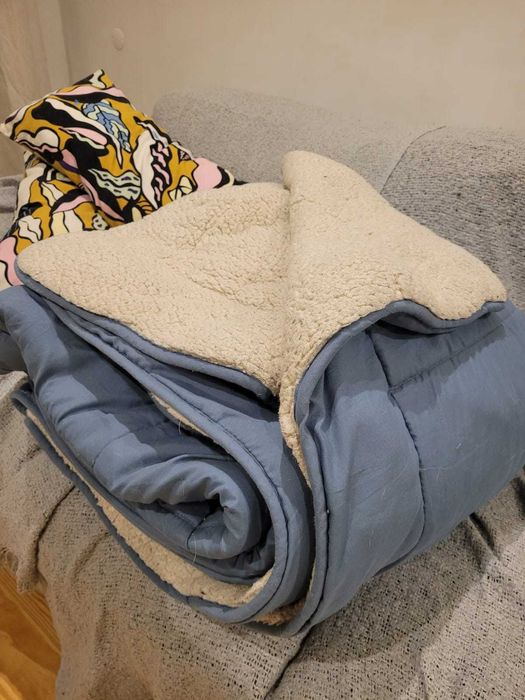 Edredão sherpa 240x220 cm azul super quente