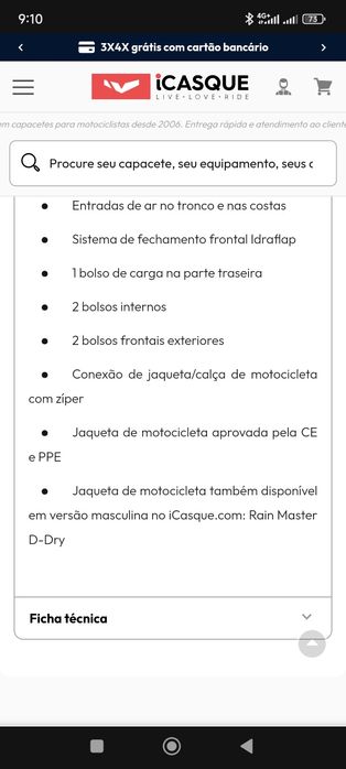 Casaco mota Dainese Senhora 42