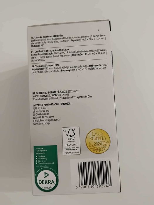 Lampa biurkowa LED 3 barwy światła biała LETHE