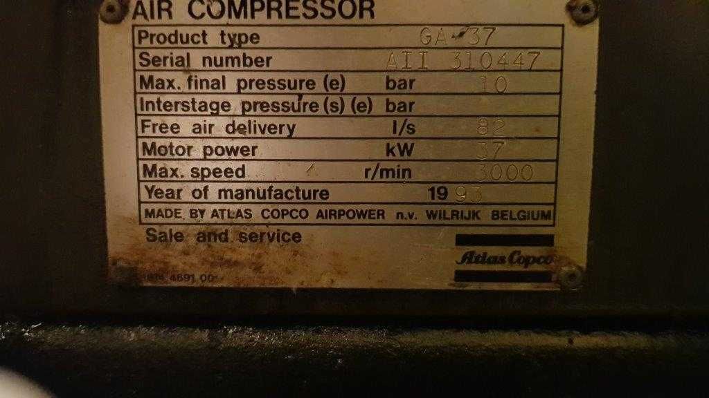 Kompresor śrubowy Atlas Copco GA37 VSD