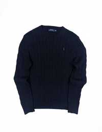 Polo Ralph Lauren granatowy sweter warkocz S logo
