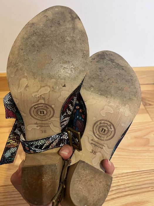 Sandały na obcasie, Nessi 66005 motyl, 38 , Naturalna skóra