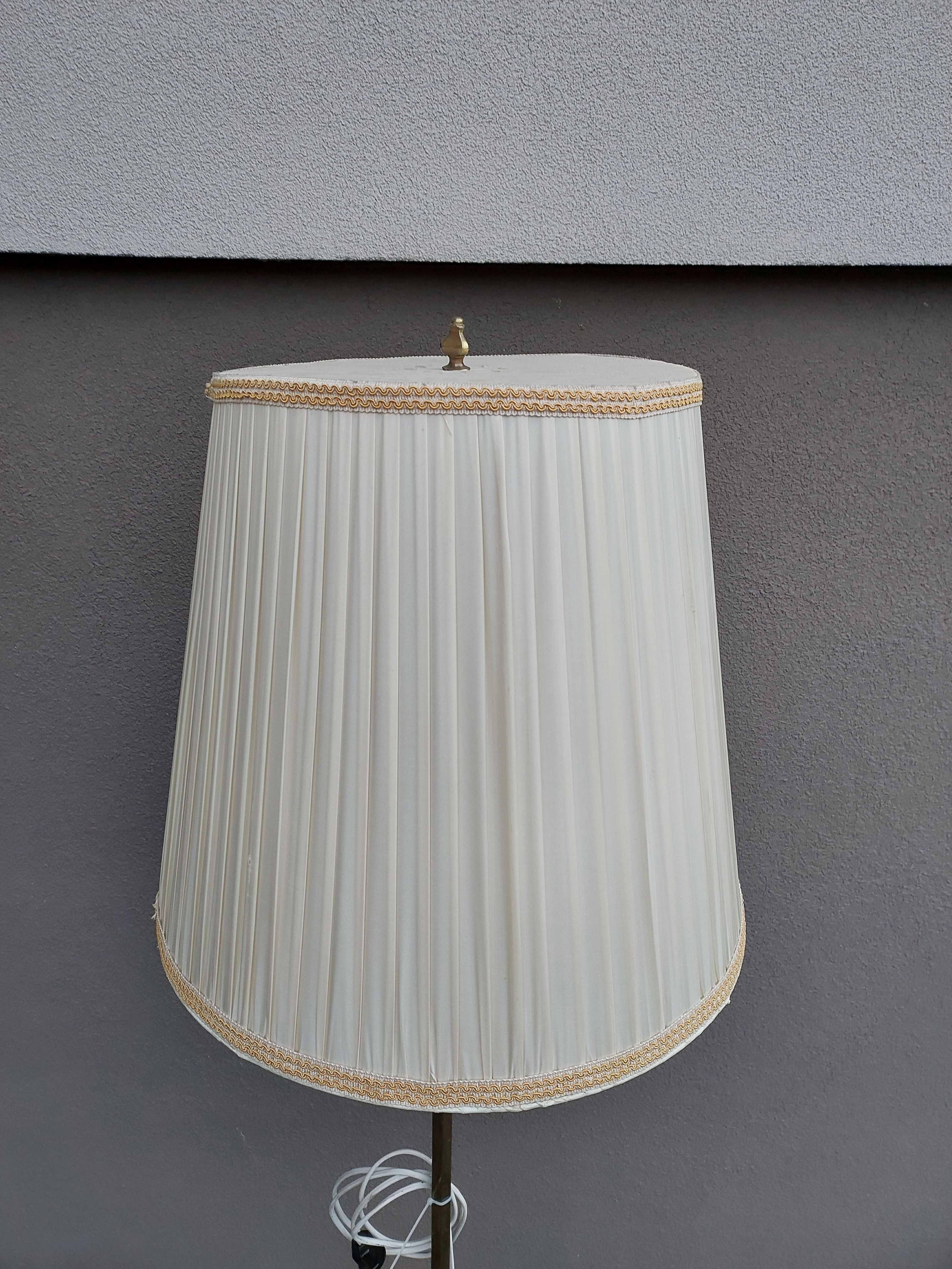 Stara lampa stojąca podłogowa mosiądz 172cm abażur E047