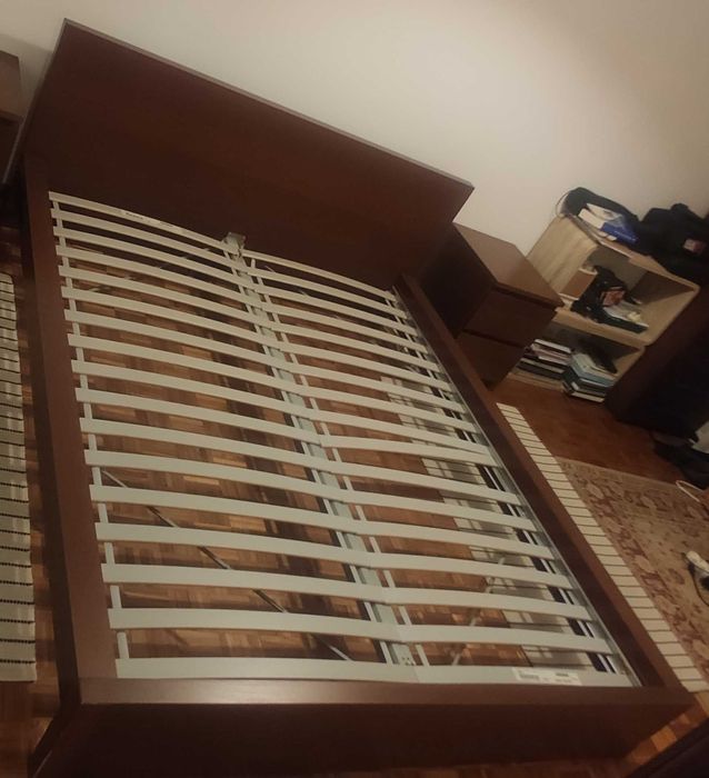 Cama Casal + 2 mesas de cabeceira, Ikea Malm 160x2000