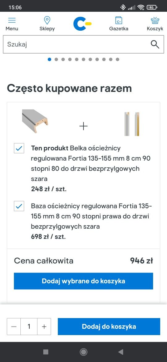 Ościeżnica tunel szary castorama Toscania 80 cm