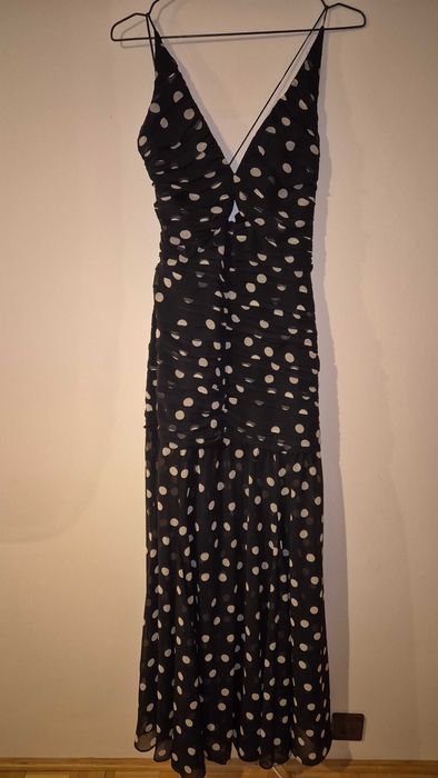 Sukienka czarna w białe kropki Mango rozm. M