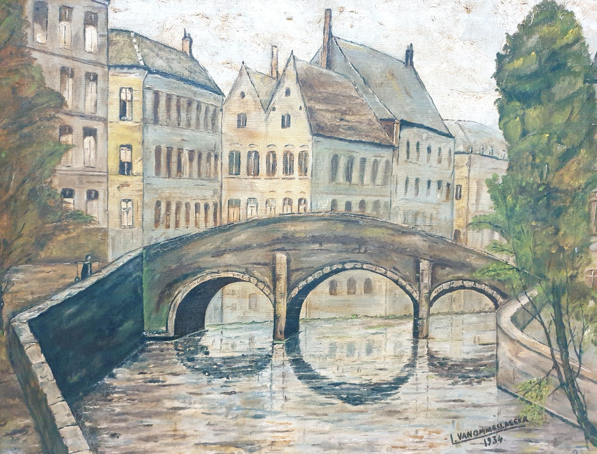 Paisagem - I. Vanommeslaeger 1934 - pintura em óleo sobre tela