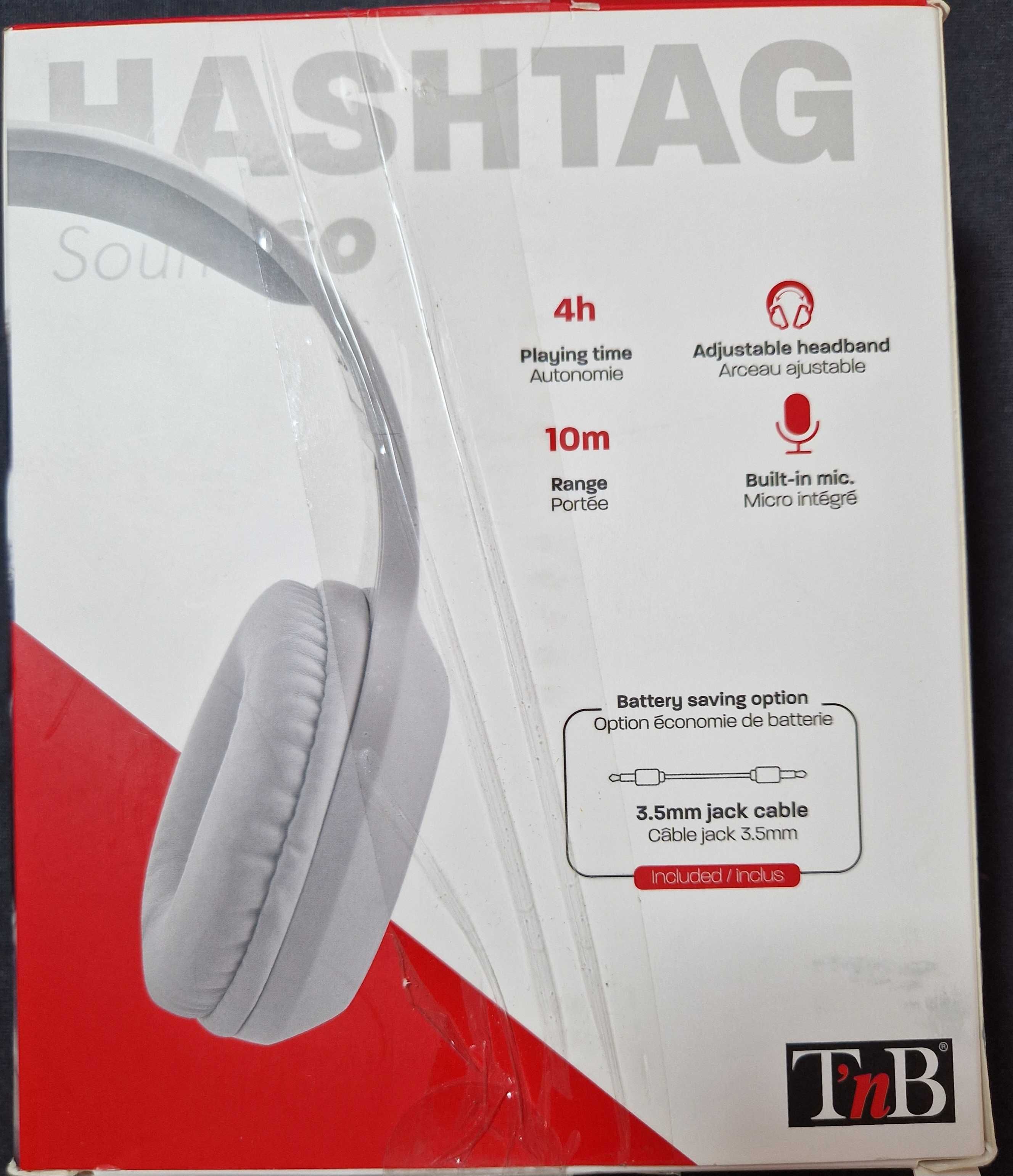 T'nB CBHTAGWH „HASHTAG” Słuchawki Bluetooth, białe