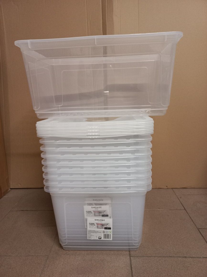 Pojemniki skrzynki z pokrywą 6 szt po 35 zł,  poj43 l. wym.59x39x27 cm