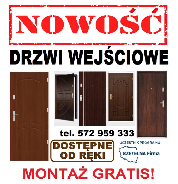 Drzwi wejściowe ZEWNĘTRZNE do mieszkania w bloku z montażem .