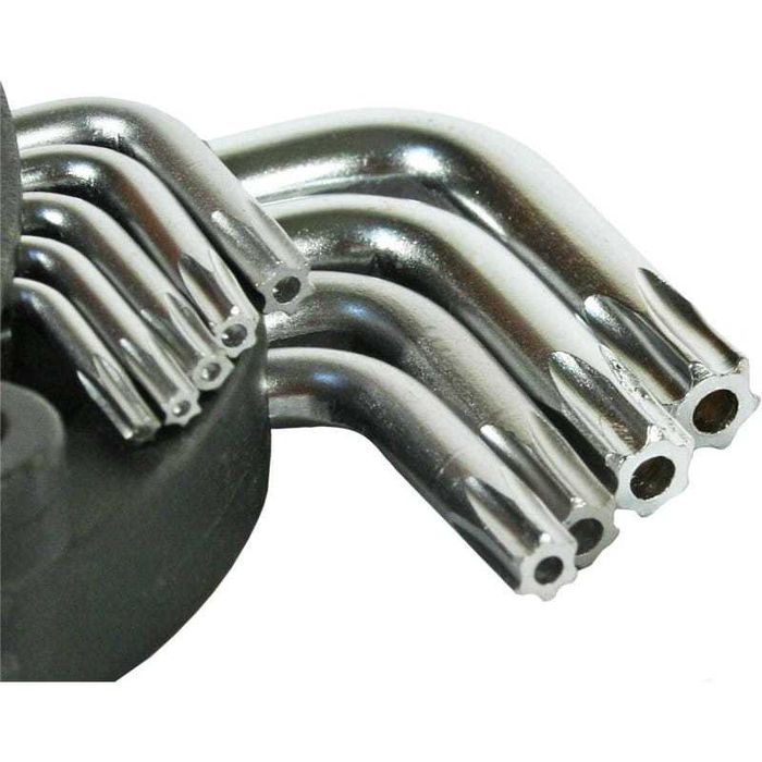 KLUCZE TORX Zestaw UNIWERSALNE rozmiar T10 do T50 TORXY 9 szt. Krótkie