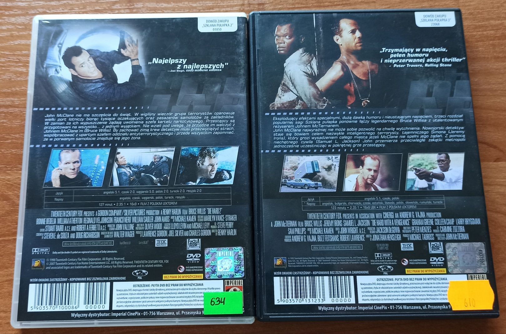 Szklana Pułapka 2 + Szklana Pułapka 3 - 2 filmy DVD