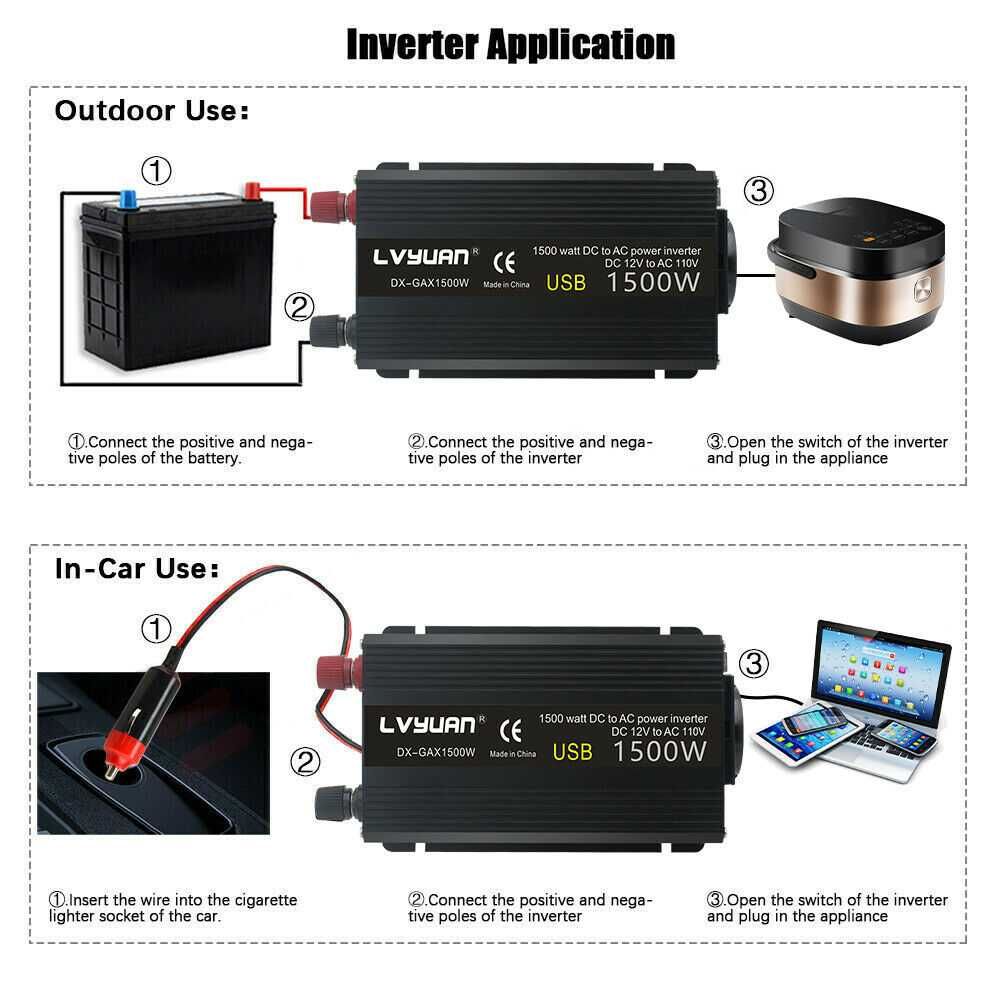 1500 Вт преобразователь напряжения инвертор 12 В на 230 В