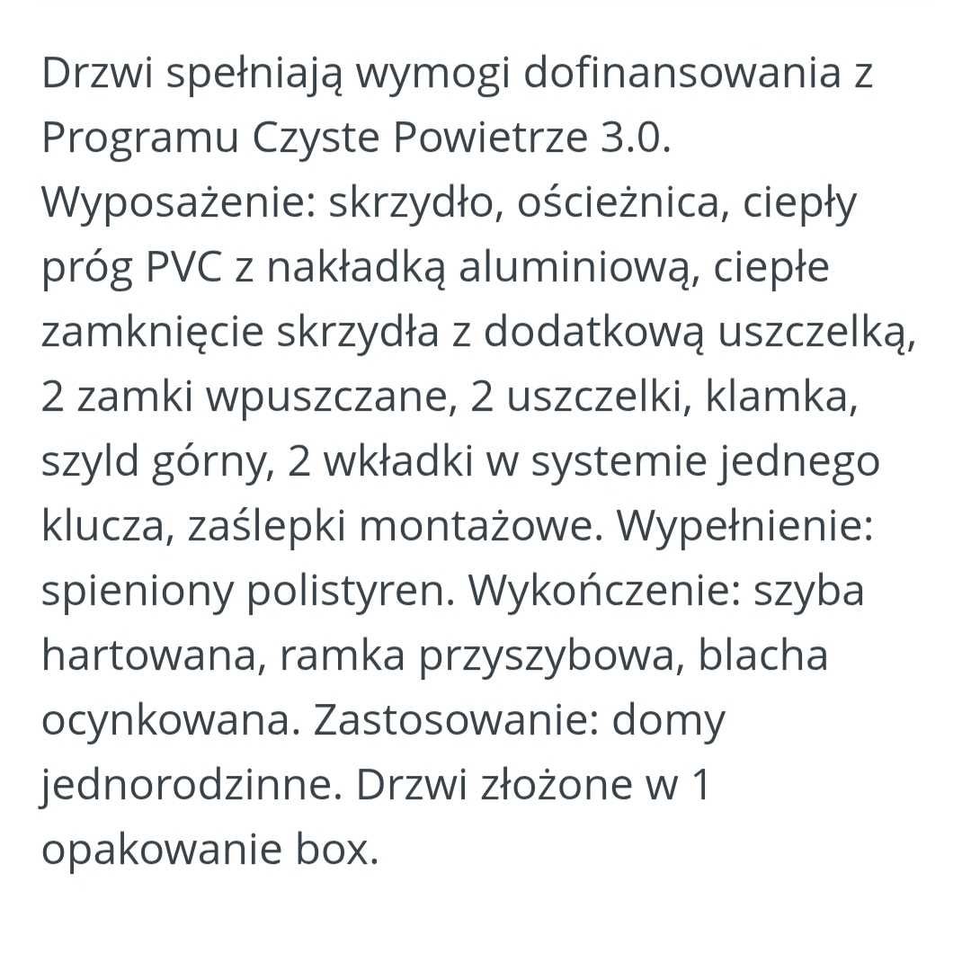 Drzwi zewnętrzne 72mm Lewe
