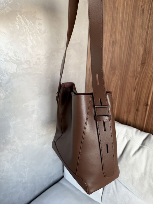 Розкішна шкіряна шоколадна сумка-шопер