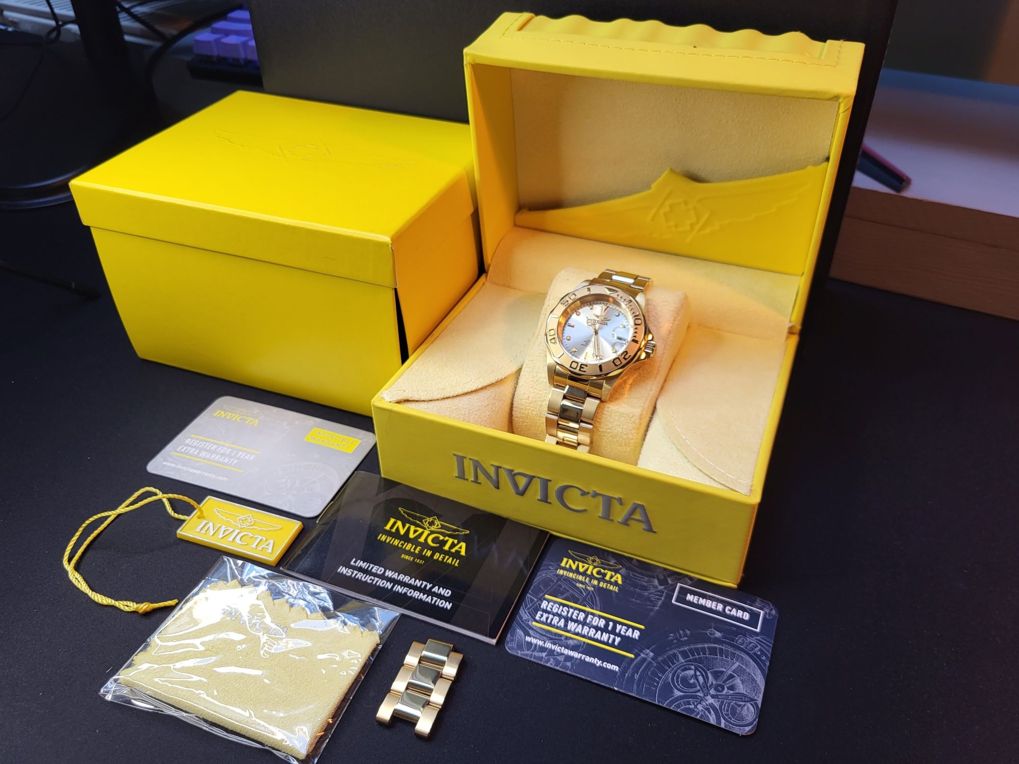 Złoty zegarek męski Invicta Pro Diver Automatic 9010