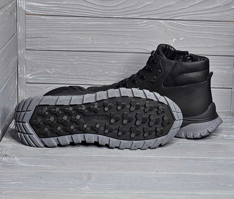 40-48р! Мужские черные зимние харьковские ботинки шнурок змейка Баталы