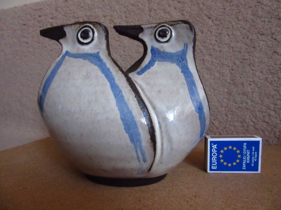 CHINY ceramika artystyczna, sygnowana rzeźba PTAKI, wazon, obiekt.