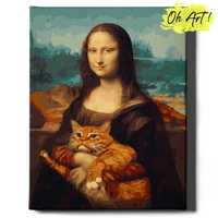 Malowanie po numerach, 40x50 cm - Mona Lisa i rudy kot / Oh-Art