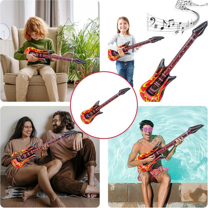 Dmuchana Nadmuchiwana Gitara Elektryczna Rock Gadżet Zabawa 90cm