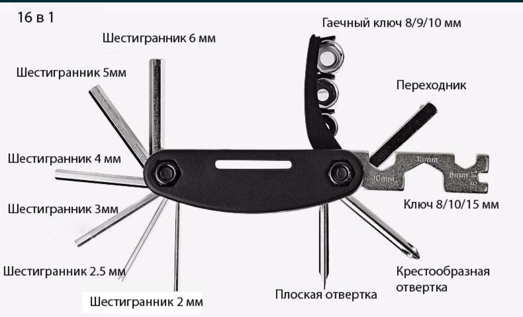 Мультітул .18 інструментів.Велосипедний інструмент