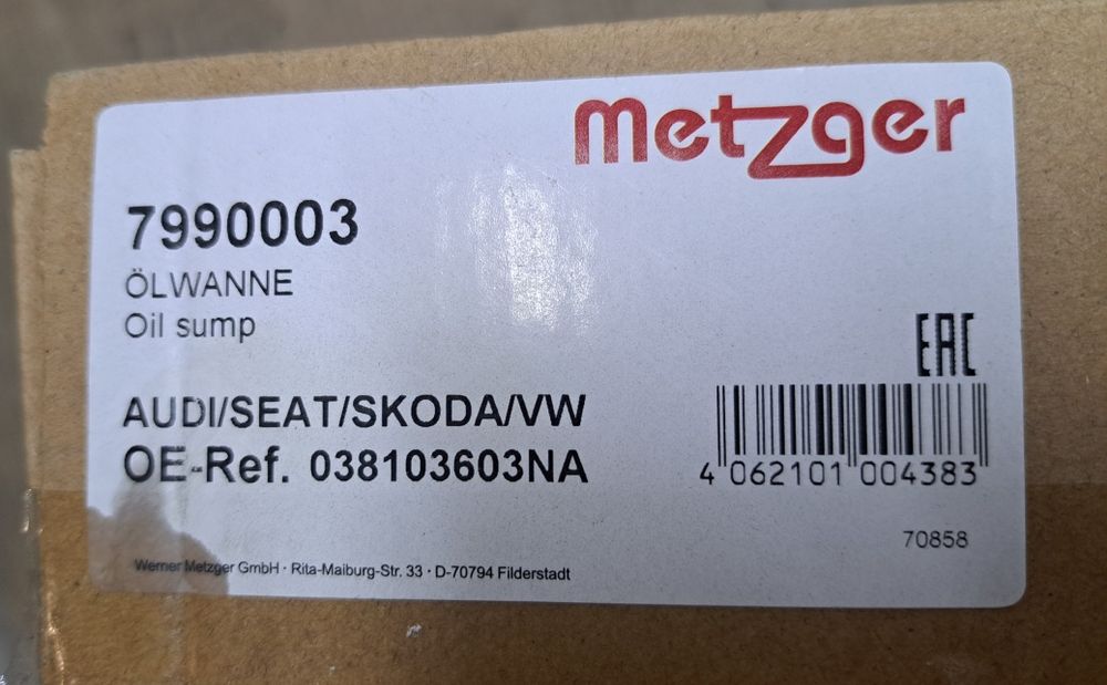 Піддон картера ДВЗ METZGER