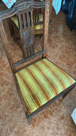 Conjunto de mesa redonda de jantar extensível antiga