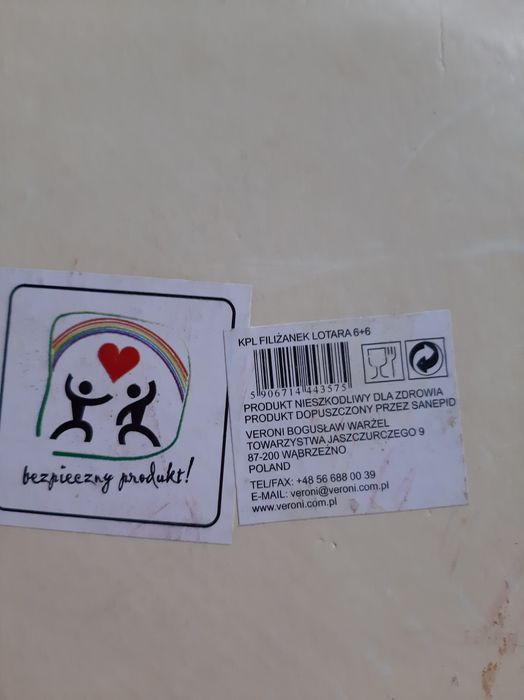 Zestaw 6 filiżanek Veroni pozłacane wzór kwiaty róże