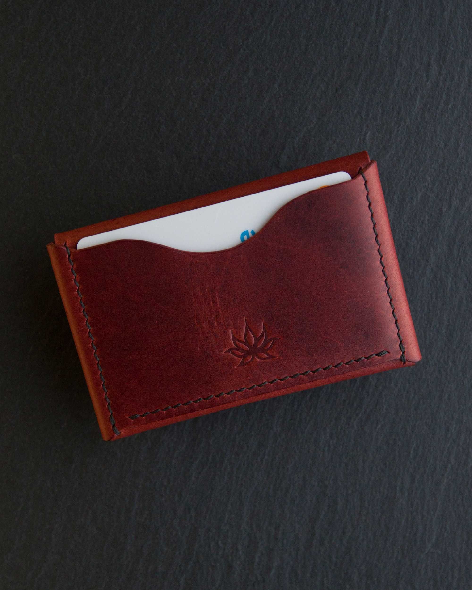Portfel skórzany handmade burgundowy