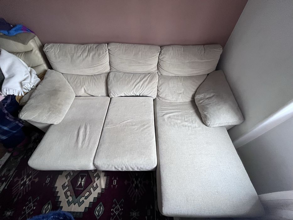 Sofá Chaise Longue de Tecido Bege