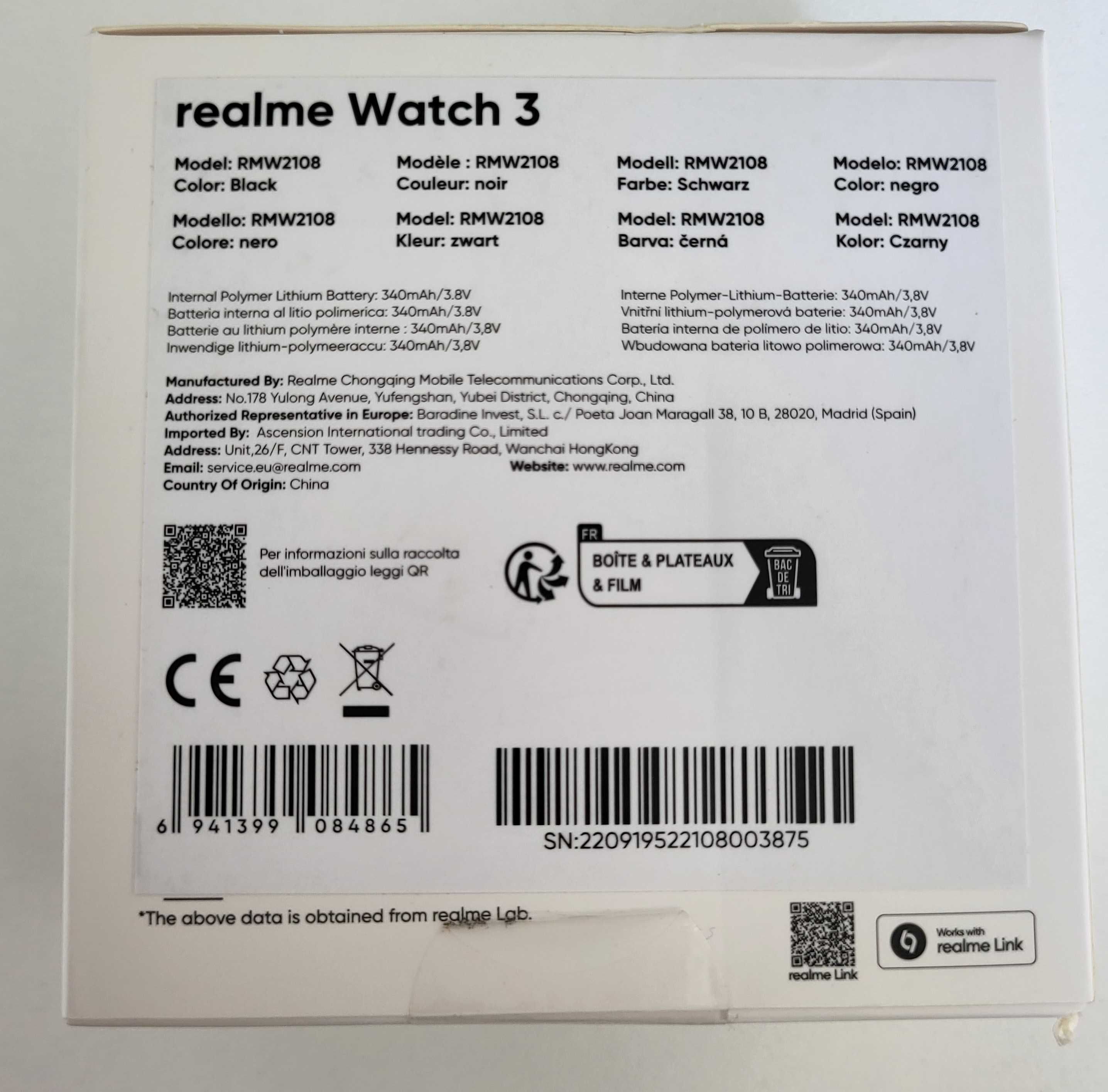 realme watch 3 czarny