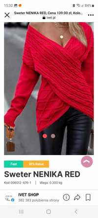 Nowy śliczny czerwony sweterek duża S